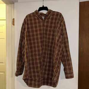 Carhartt S153 DKB Mens Sz XL Long Sleeve Button Down‎ Shirt Orange Red Brown